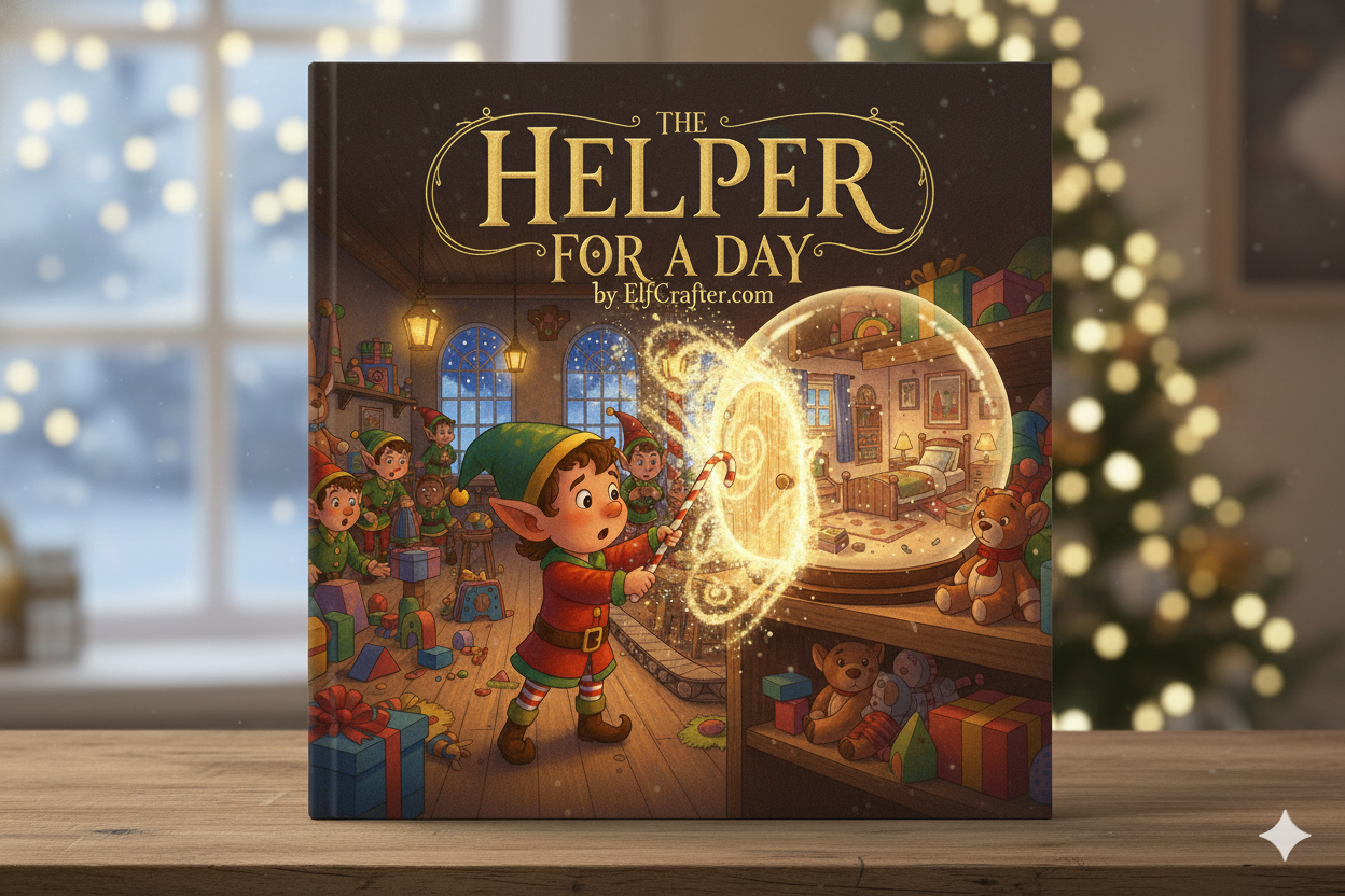 Helper for a Day - Christmas storybook cover featuring magical elf adventures